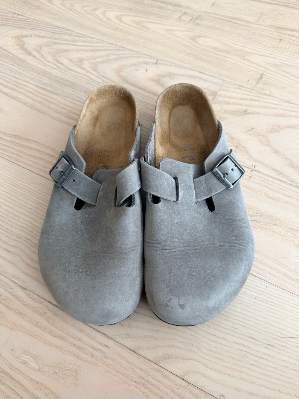 Birkenstock Gray Suede Clogs with Buckle size 42